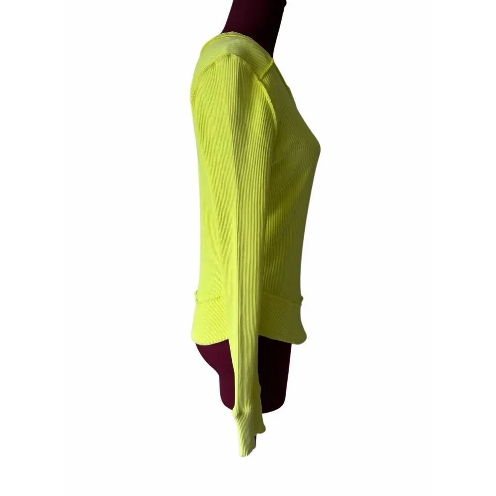 Free People Long Sleeve Top Rally Layering Athletic Ribbed Glowstick Neon Yellow